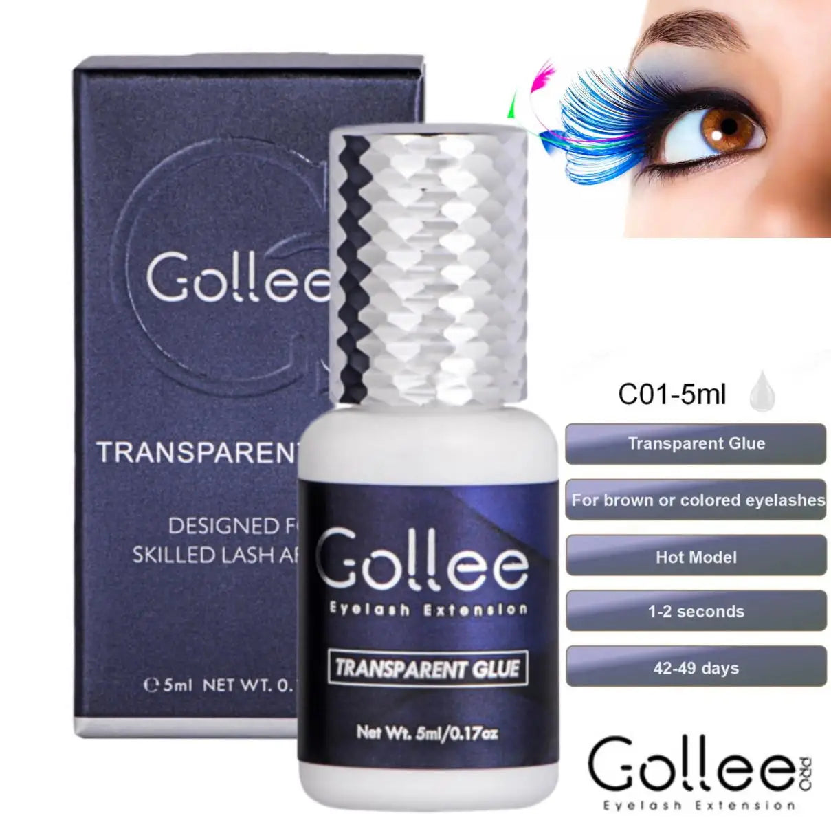 Gollee 0.5s Eyelash Extension Glue Fast Drying Professional Eyelash Adhesive Waterproof Lashes Supplies For Salon Eyelash Glue