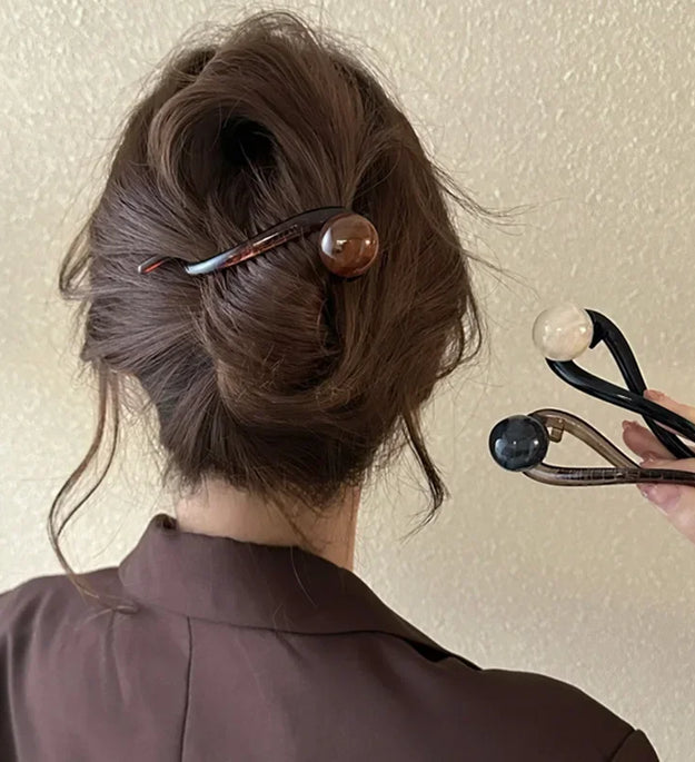 New Twist Hair Clip Plastic Acrylic Bead Imitation Pearl Hairpin Twisted Design Women Hair Accessories - BlissFully