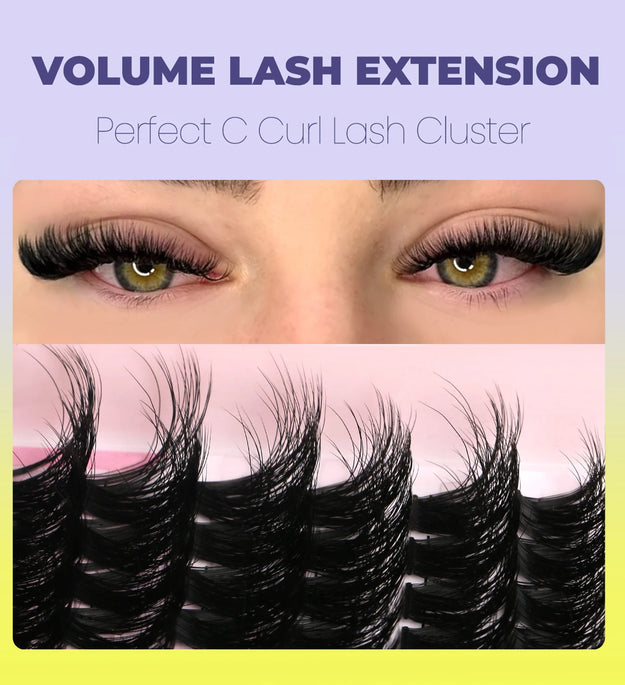 GROINNEYA Lashes Clusters Cat Eyelashes Wispy Individual Lashes Extensions Volume Fluffy Clusters Lashes DIY Eyelashes Makeup