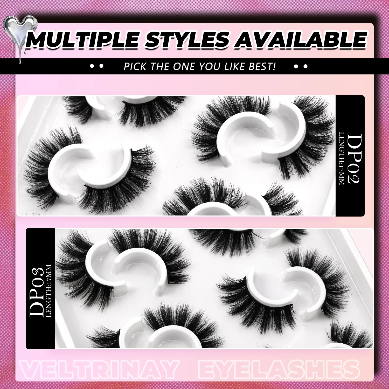 Veltrinay False Eyelashes Cat Eye Lashes Wispy Strips 3D Mink Lashes Fake Eyelashes Fluffy Volume Dramatic Fake Lashes Makeup