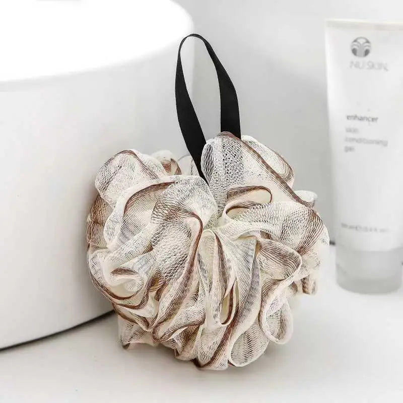 1-Pack Multi-Color PE Bath Loofah (14cm) - Hanging Lanyard, Durable Hemming, Non-Shedding, Soft & Gentle for Shower