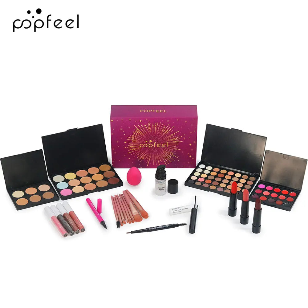 POPFEEL Christmas Makeup Set Gift Box - Includes Eyeshadow, Concealer, Powder - Perfect Cosmetics Set Gift for Special Occasions