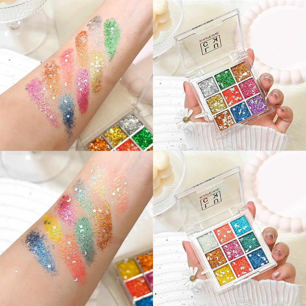 9 Colors Glitter Sequin Eyeshadow Palette Christmas Halloween Cool Goth Red Black Matte Eyeshadow Palette Korean Cosmetics