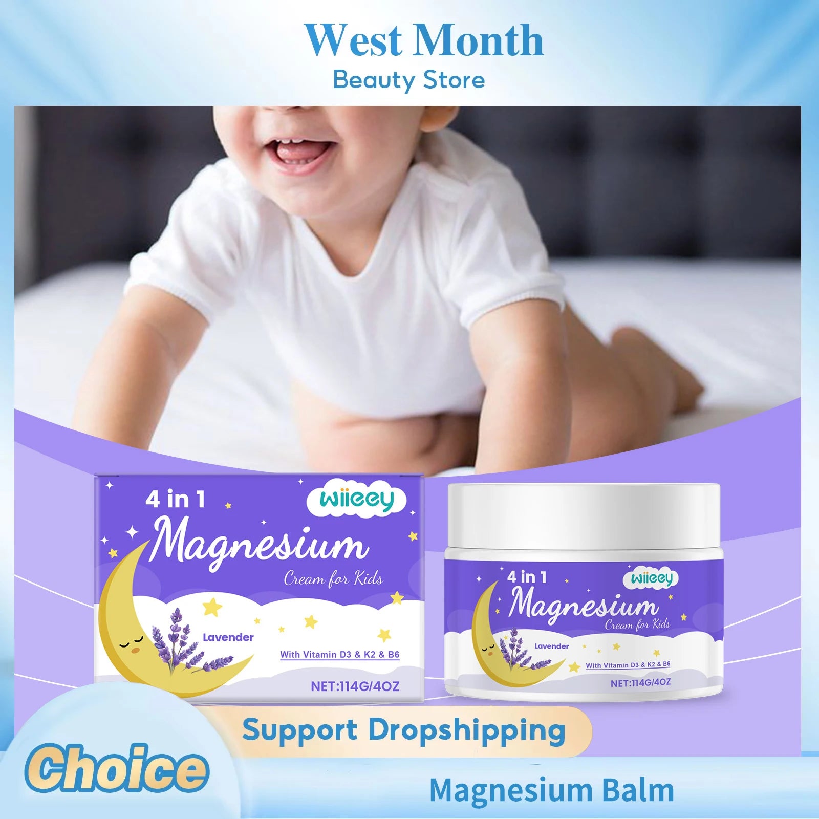 Magnesium Balm Repair Damaged Skin Nourishing Anti Drying Soften Skin Soothing Anti-Allergy Calming Moisturizing Kids Body Cream