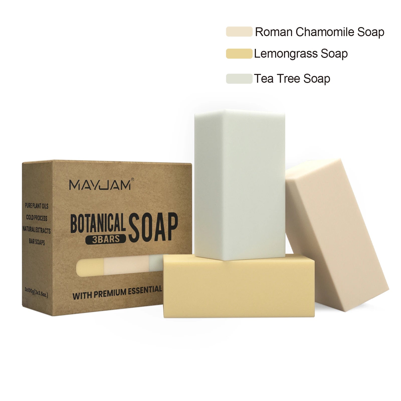 Handmade Soap Gift Set 3 Pack of Essential Oil Soap Chamomile Tea tree Lemongrass Frankincense Clary Sage Scented Soap Cleaning