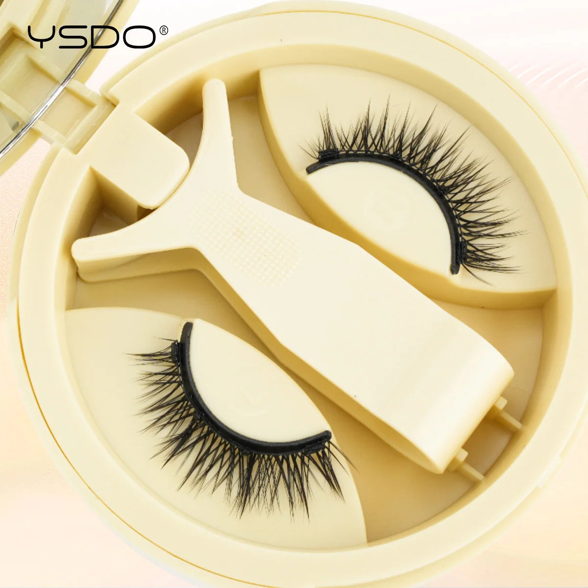 YSDO Soft Magnetic Eyelashes No Glue Needed 1 Pair Natural Short 3D False Lashes Reusable Easy Apply Magnetic Lashes Kit Makeup