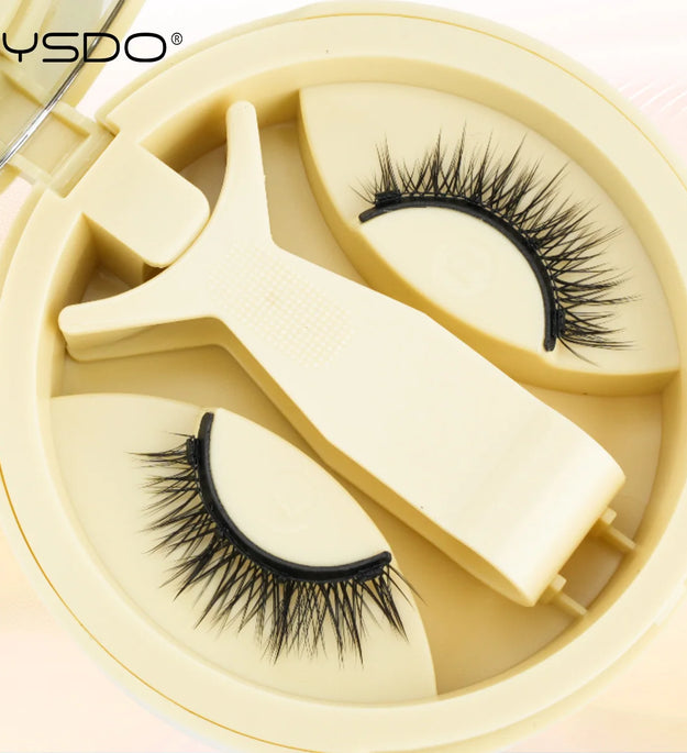 YSDO Soft Magnetic Eyelashes No Glue Needed 1 Pair Natural Short 3D False Lashes Reusable Easy Apply Magnetic Lashes Kit Makeup