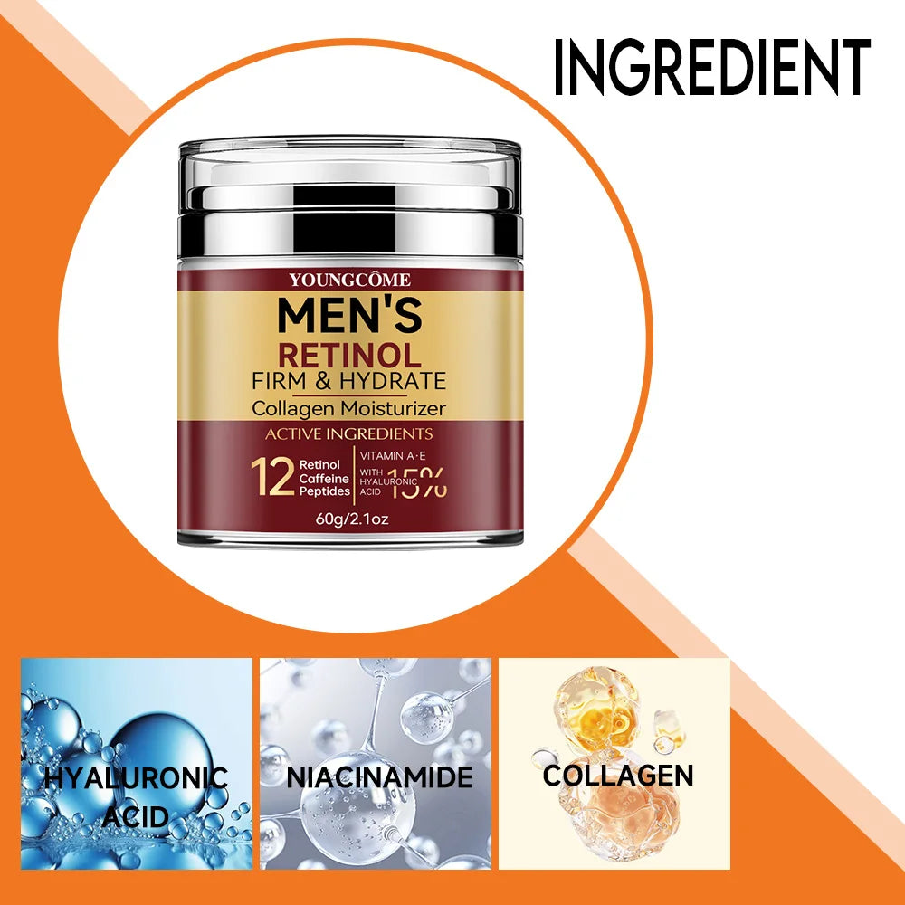 Men's Retinol Firming Face Cream Skincare Moisturizing Collagen Brightening Smooth Wrinkles Facial Face Men Skin Care Treatment - BlissFully