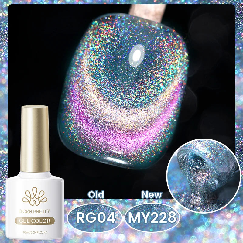 BORN PRETTY 10ml Cat Magnetic Gel Sparkling Ultra Gold Glitter Soak Off UV LED Gel Nail Art Varnish Manicure Valentine's Day