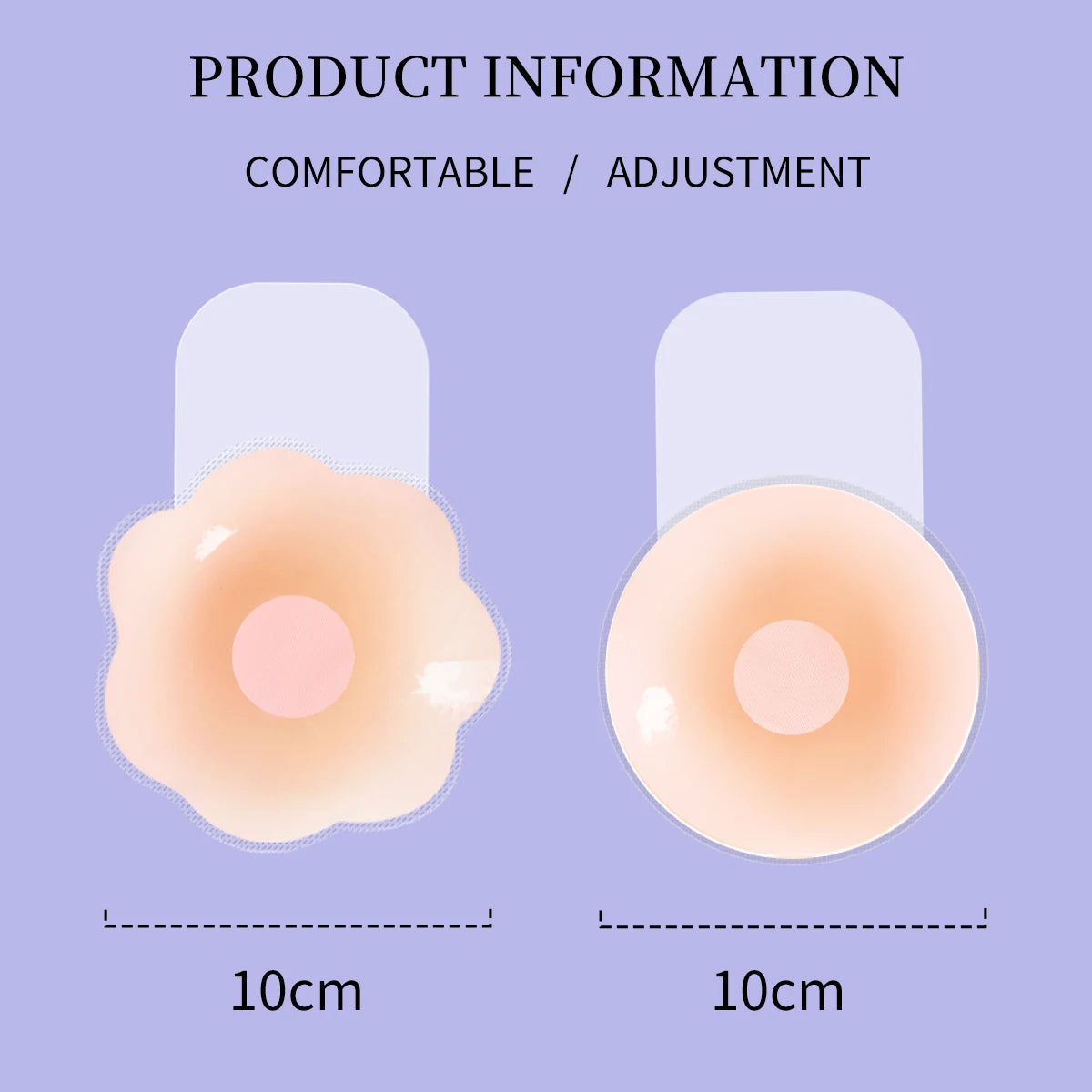 2 Pieces/Set of Circular Flower Shaped Women's Silicone Pull-Up Chest Patch Ultra-Thin Anti Convex Solid Adhesive Chest Patch