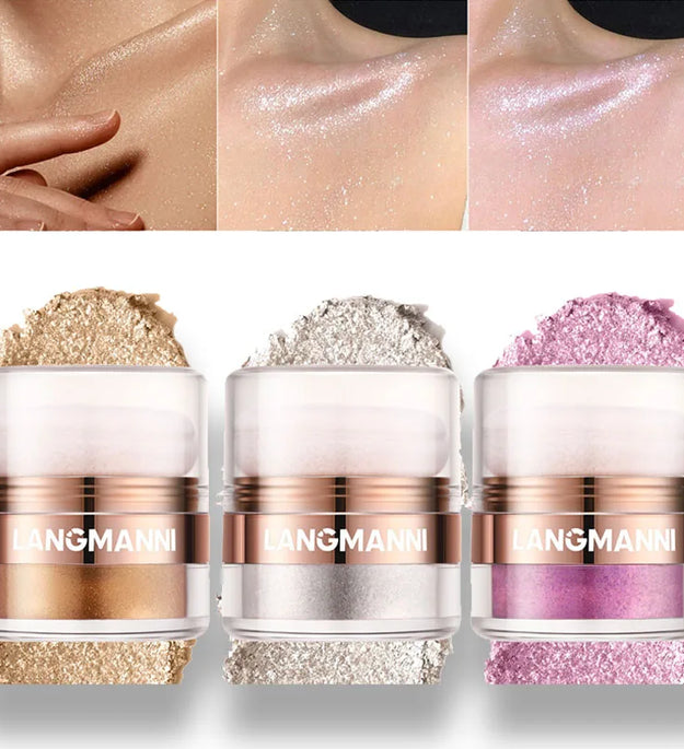Glitter Highlighter Powder Diamond High Gloss Makeup Face Body Pearlescent Highlighter Powder Professional High Light Cosmetics
