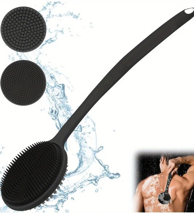 Silicone Back Scrubber Brush for Shower  Long Handle Body Deep Cleansing and Exfoliating Massage Double-Sided Soft Bristles