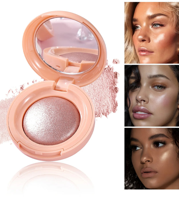 Face Highlighter Palette, High Glossy Face Illuminator Palette, Natural Glow Finish, Pearl Shimmer Smooth Baked Powder
