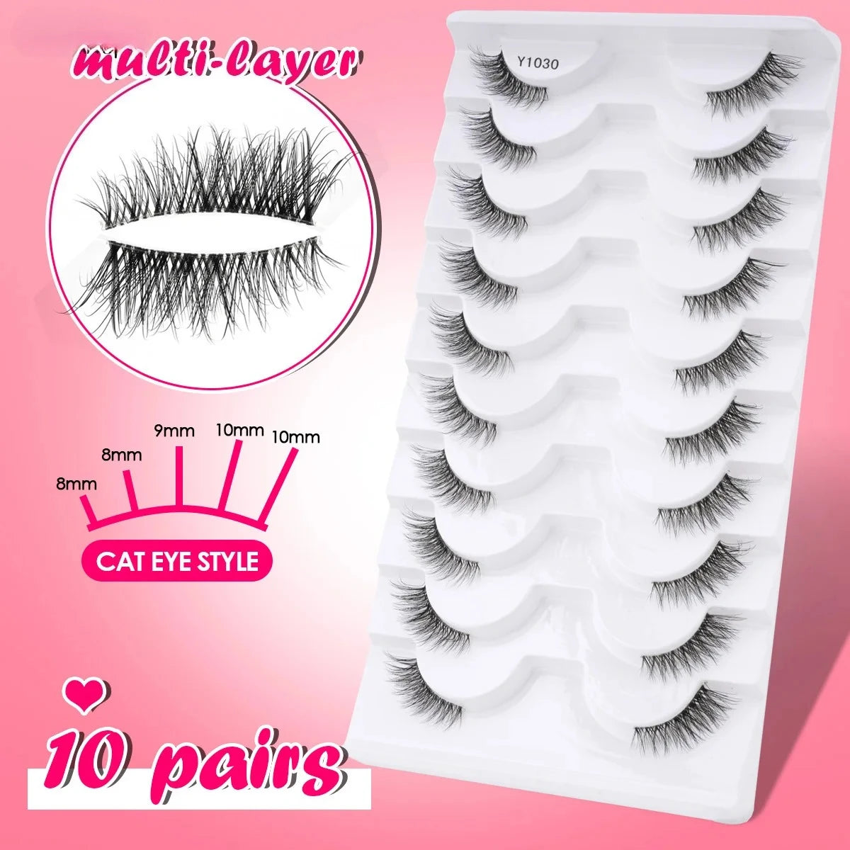 New Half Eyelashes False Lashes 10 Pairs 3D Mink Lashes Natural Eyelash Extension Cat Eye Eyelashes Makeup faux Cils Fox Lash
