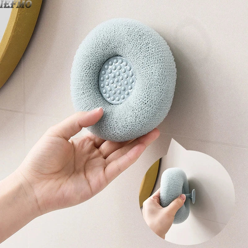 Exfoliating Bath Loofah Sponge with Suction Cup, Deep Cleansing Body Scrubber for Shower, Reusable Back Strap for Men & Women