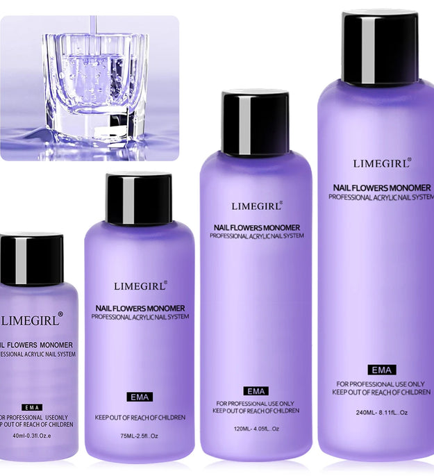 Limegirl Large Capacity Nail Acrylic Liquid Monomer Crystal 40/70/120/240ml for Nails Art DIY Acrylic Powder Liquid Manicure