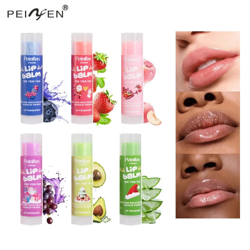 6PCS Fruit-Infused Vegan Lip Balm Set Long-Lasting Moisture And Shine Dry Lip Rescue Lipstick Primer Perfect Christmas Gift