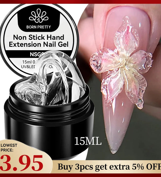 BORN PRETTY 15ml Clear Non Stick Hand Extension Gel 3D Shaping Sculpting Carving Nail Art Solid Hard Gel for Fake Nail