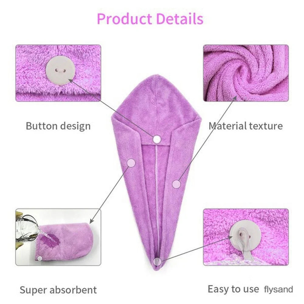 Hair Towel Wrap Fast Dry Hair Towel Super Absorbent Microfiber Coral Velvet Hair Drying Towel Quick Dry Hair Turban - BlissFully