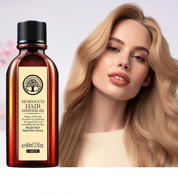 LAIKOU Morocco Hair Essential Argan Essence Oil Moisturizer Brightening Smooth Nourishing Repair Dry Damaged Hair 60ml
